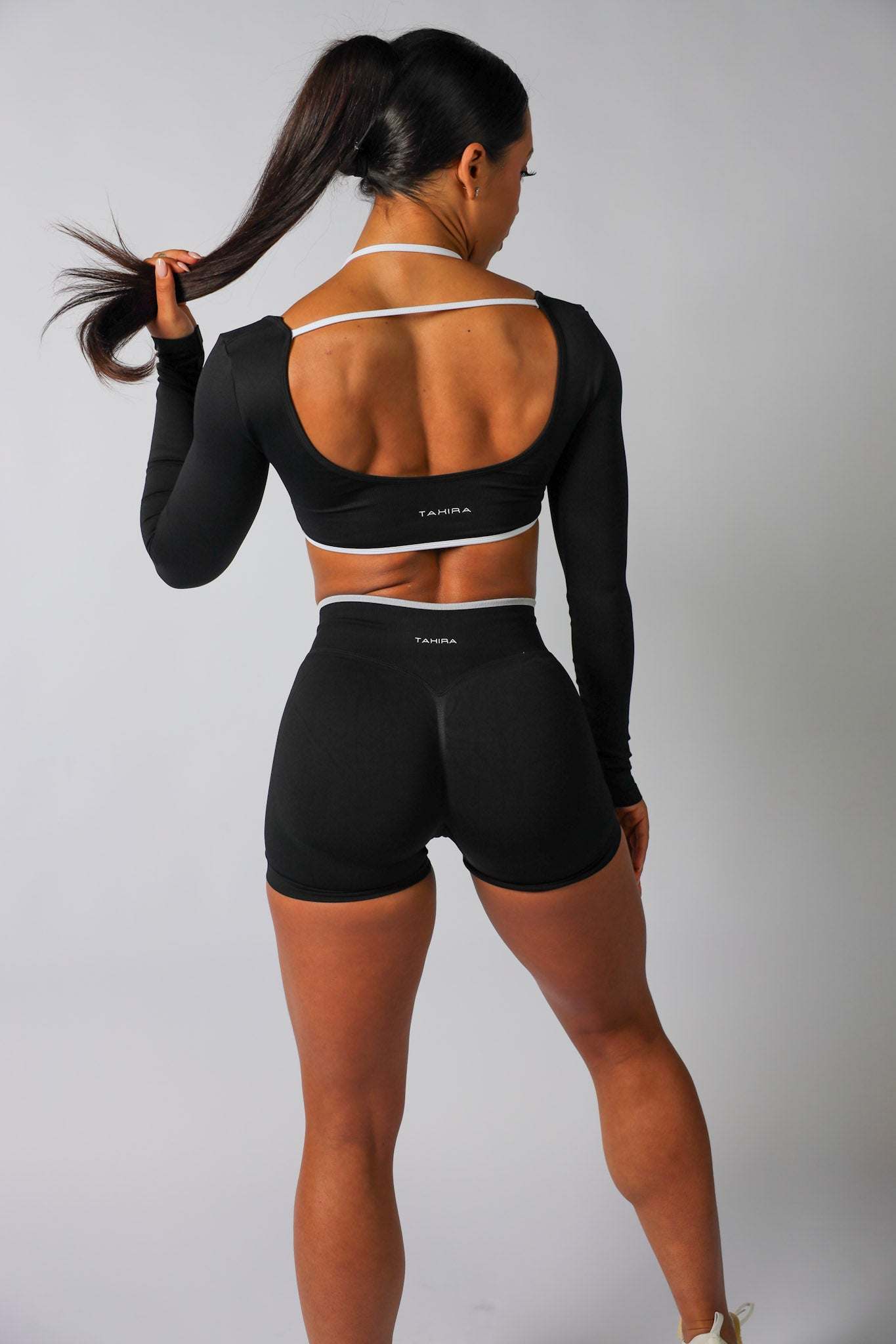 Seamless Contrast Long Sleeve- Black