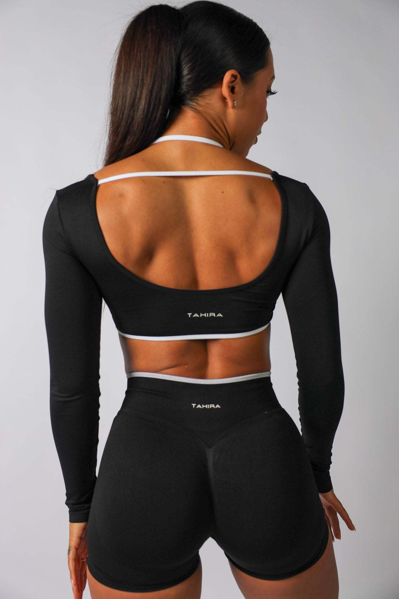Seamless Contrast Long Sleeve- Black