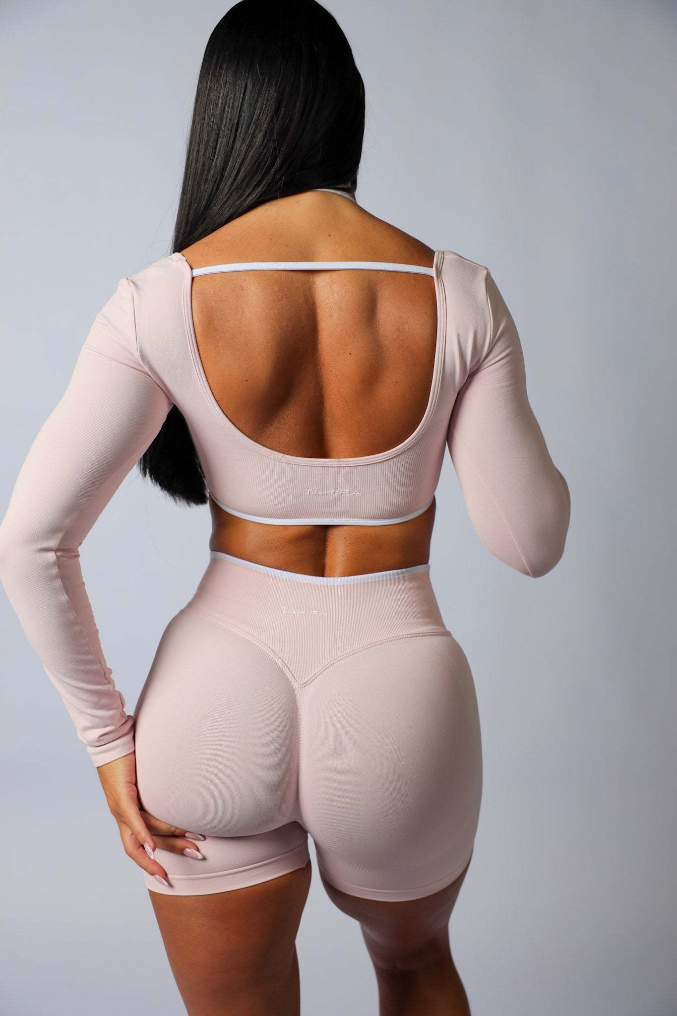 Seamless Contrast Short- Baby Pink