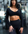 Sculpt Long Sleeve Crop Black