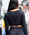 Long Sleeve Cross Over Crop Black