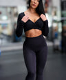 Long Sleeve Cross Over Crop Black
