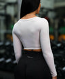 Long Sleeve Cross Over Crop Pearl White