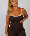 Seamless Contrast Tank- Espresso