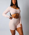 Seamless Contrast Long Sleeve- Baby Pink