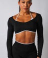 Seamless Contrast Long Sleeve- Black