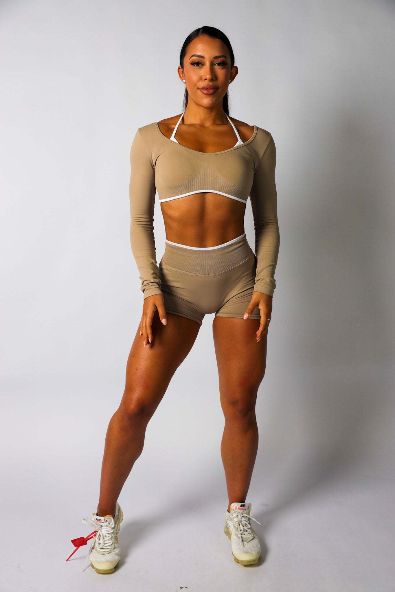 Seamless Contrast Long Sleeve- Latte