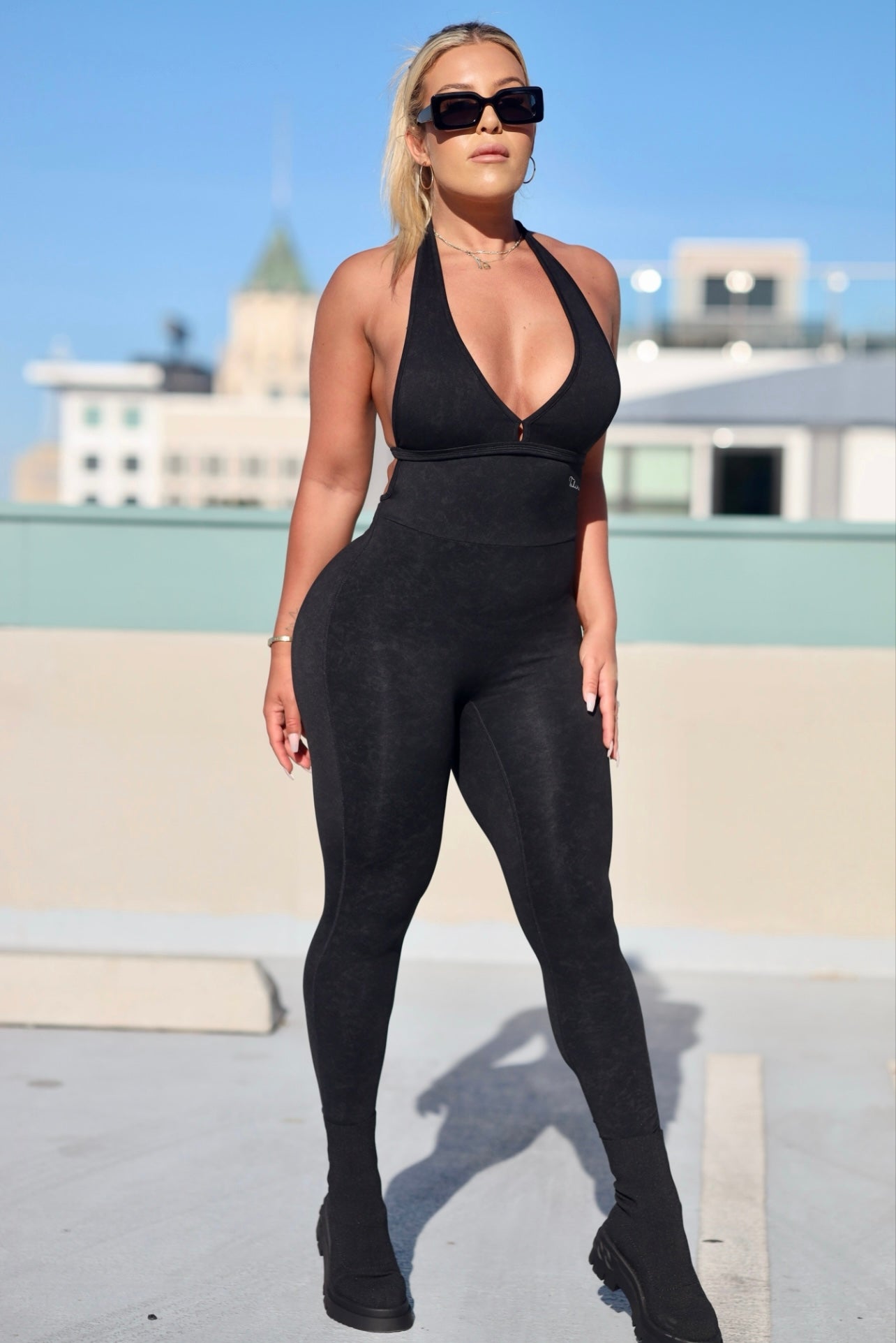 MIDNIGHT JUMPSUIT- BLACK - TAHIRA Official - Womens Gym Gear