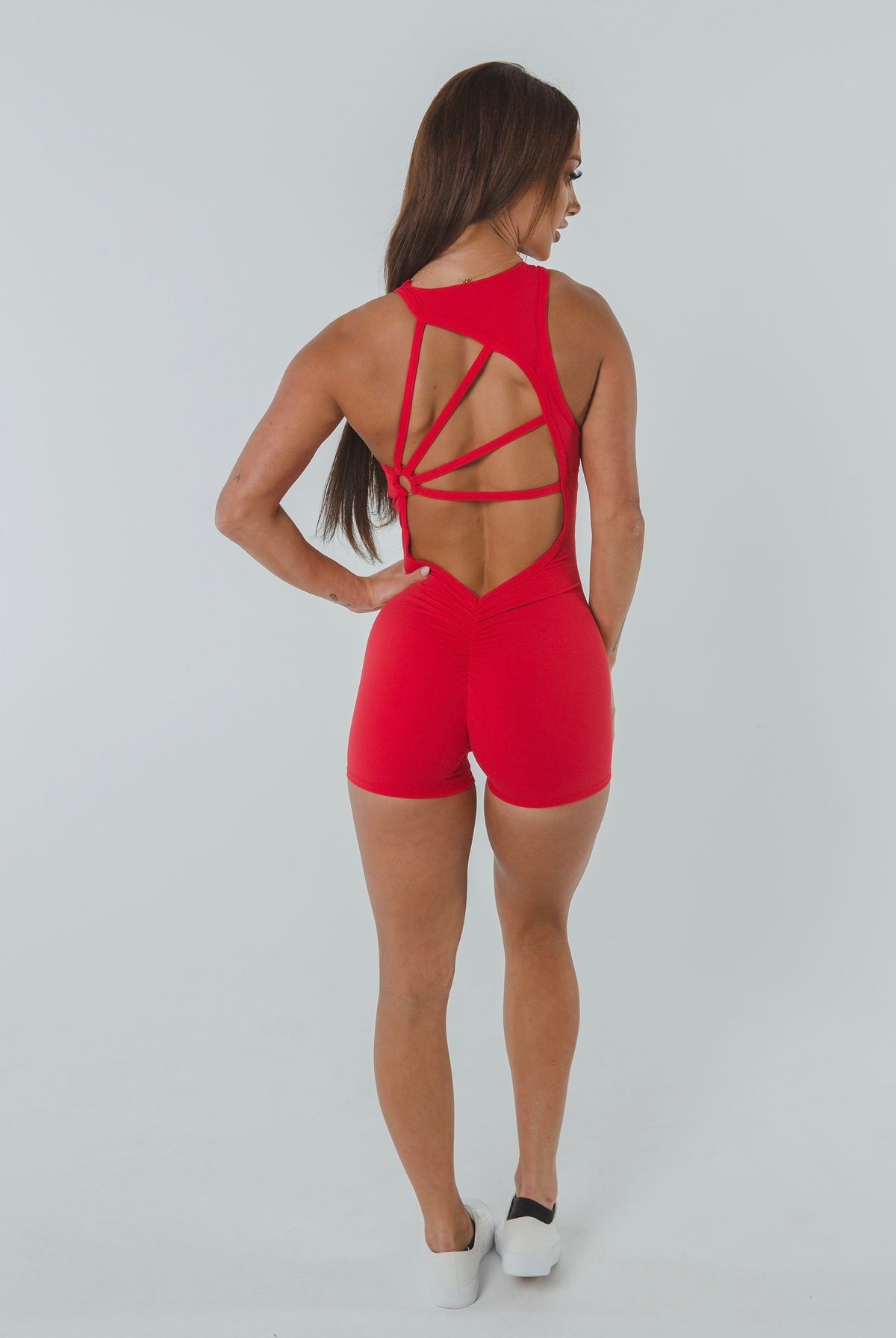 CURVE ROMPER- RED (pre-sale) - TAHIRA Official - Womens Gym Gear