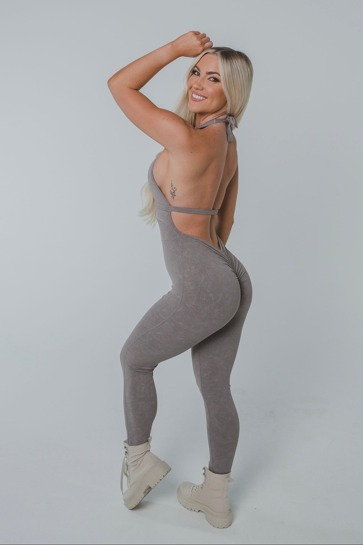 FADED JUMPSUIT- CLAY - TAHIRA Official - Womens Gym Gear