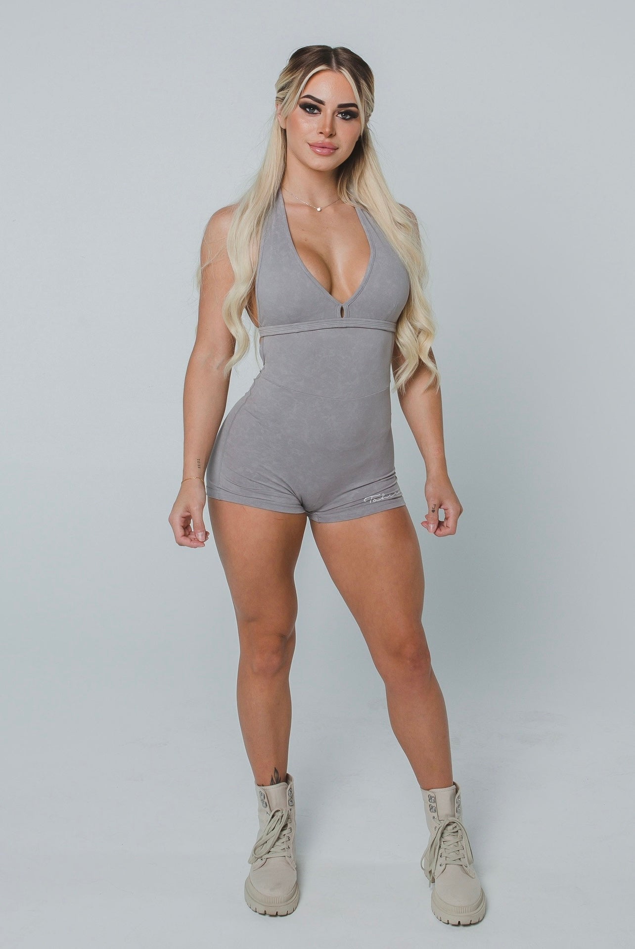 FADED ROMPER- ASH - TAHIRA Official - Womens Gym Gear